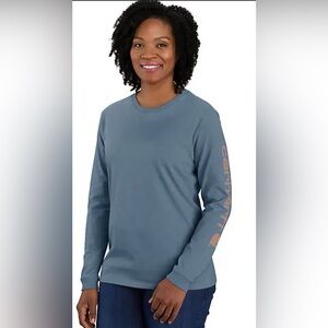 Carhartt Loose Fit Heavyweight Long-Sleeve Logo Sleeve Graphic T-Shirt, Small